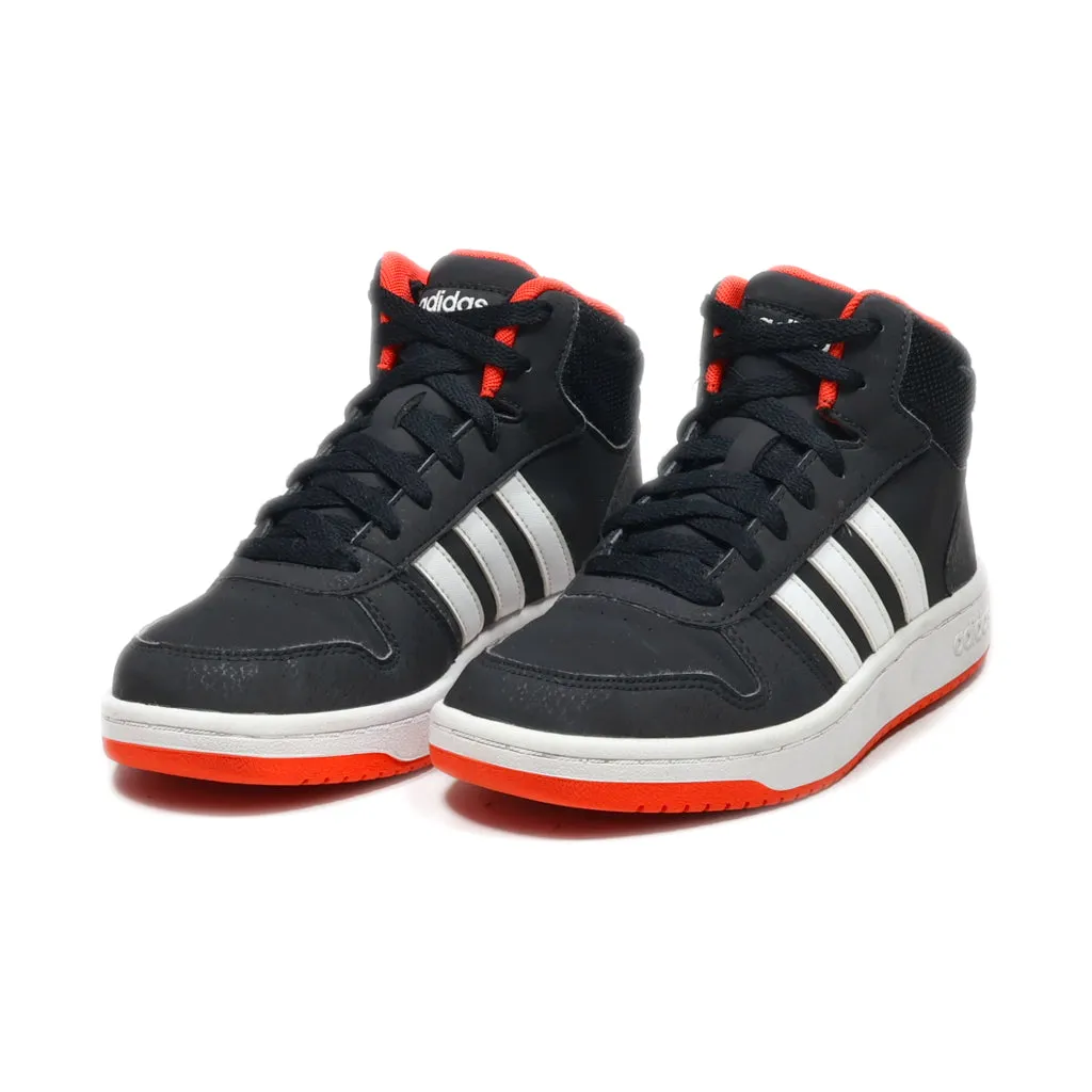 Adidas Hoops 2.0 Mid J High-Top Sneakers Leather Black Colour For Women