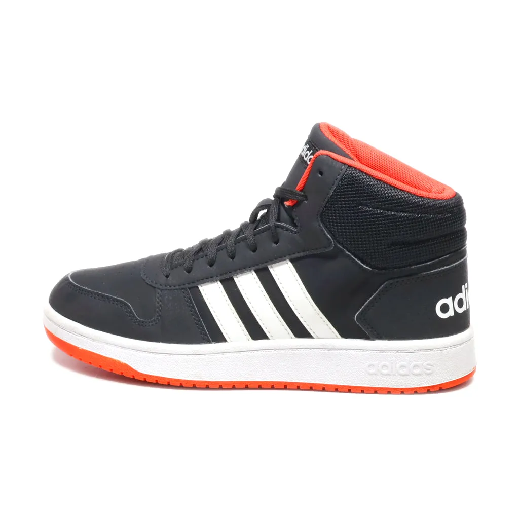 Adidas Hoops 2.0 Mid J Sneakers Leather Black Colour For Kids