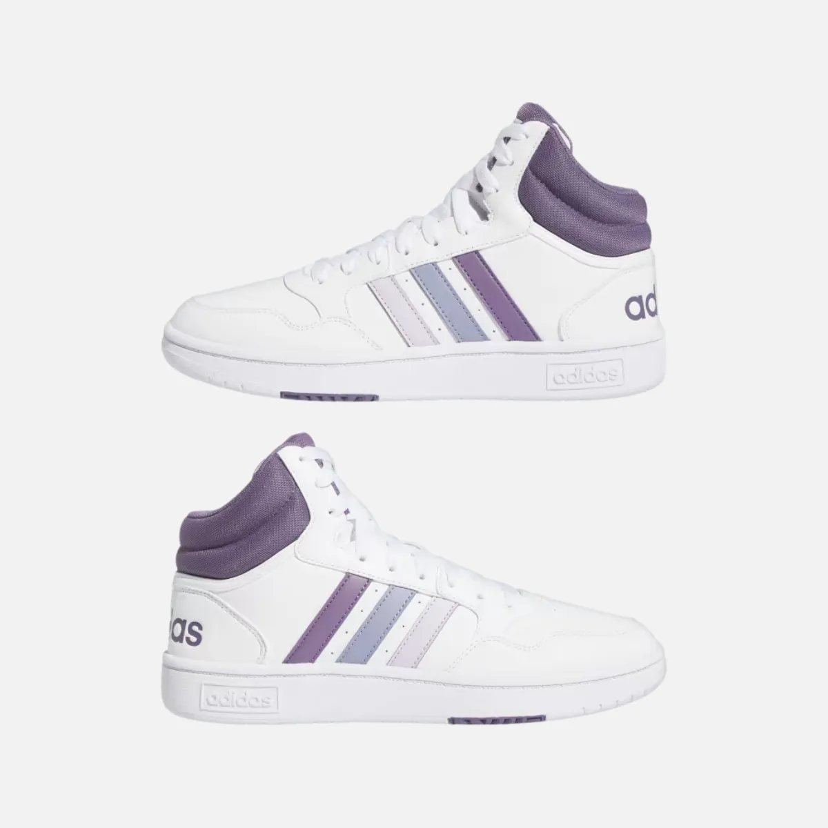 Adidas Hoops 3.0 Mid Women's Basketball Shoes -Cloud White/Silver Dawn/Silver Violet