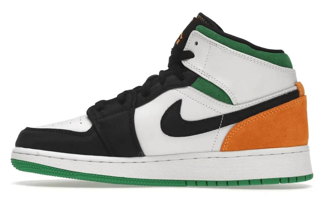 Air Jordan 1 Mid SE White Laser Orange Lucky Green (GS)