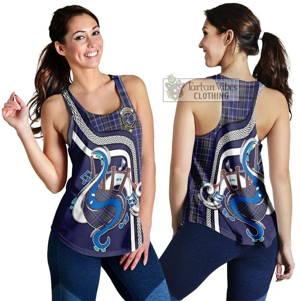 Alexander of Menstry Tartan Women's Racerback Tanks with Epic Bagpipe Style