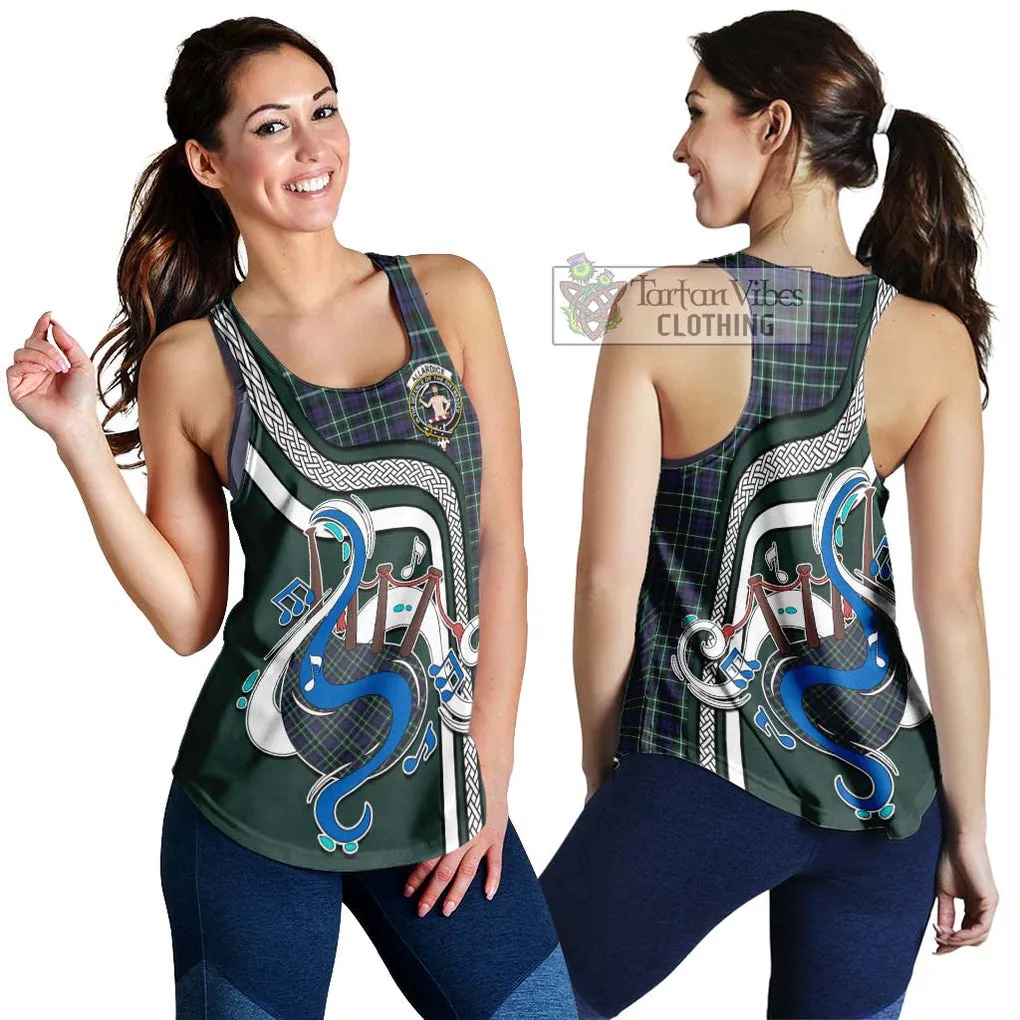 Allardice Tartan Women's Racerback Tanks with Epic Bagpipe Style