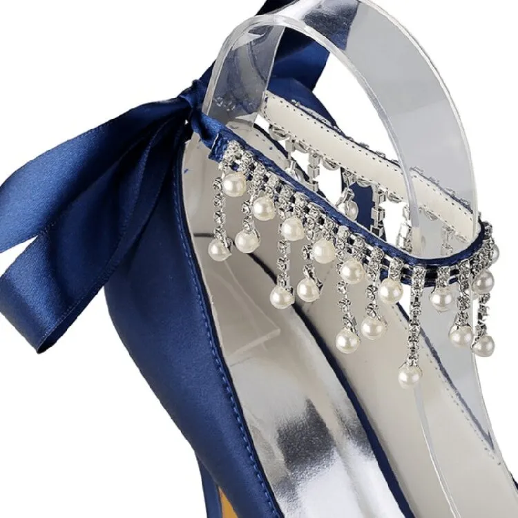 Ankle Strap Beaded Wedding Shoes Party Stiletto Party Heels