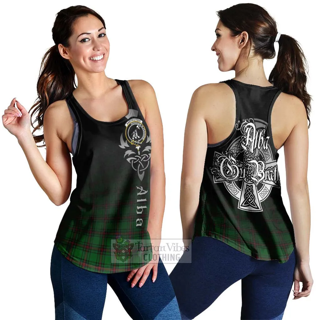 Anstruther Tartan Women's Racerback Tanks Featuring Alba Gu Brath Family Crest Celtic Inspired