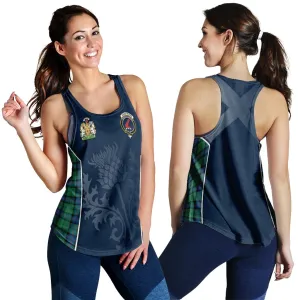 Armstrong Ancient Tartan Women's Racerback Tanks with Family Crest and Scottish Thistle Vibes Sport Style