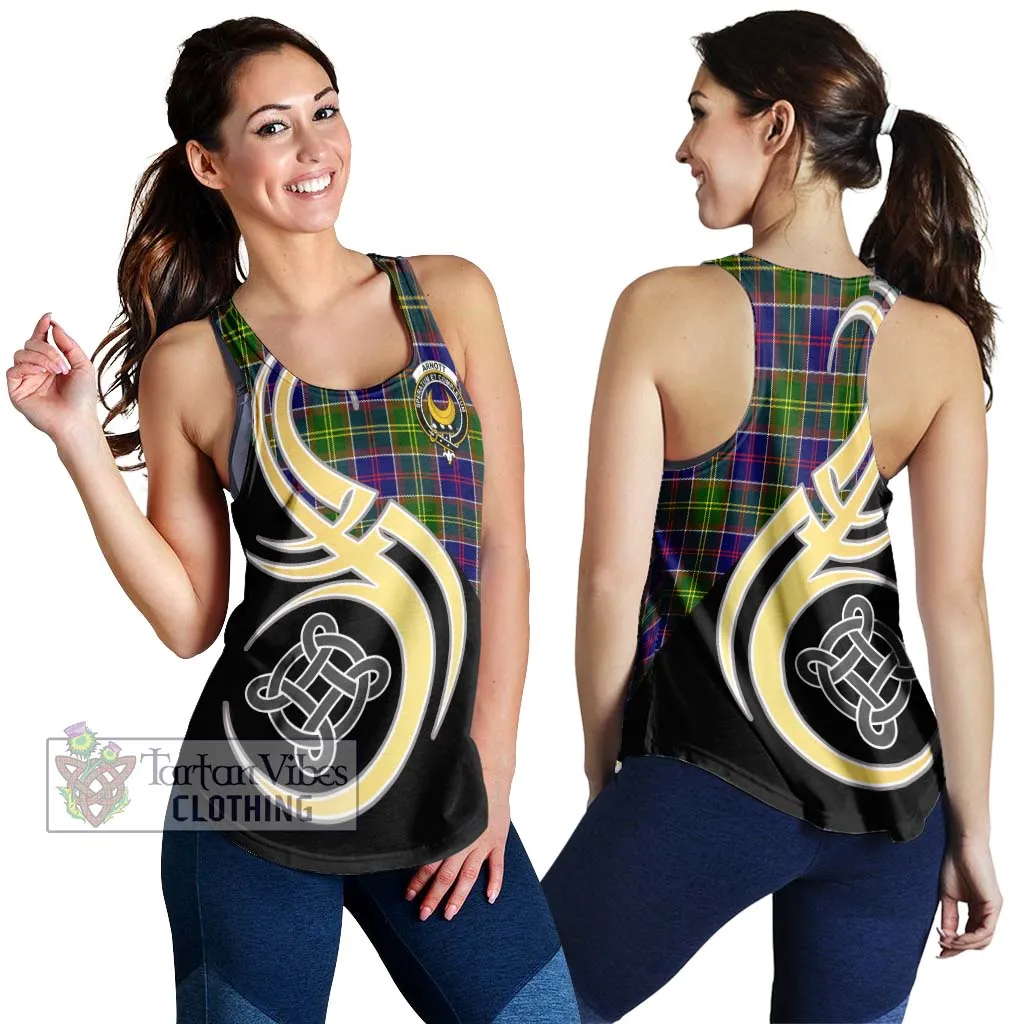 Arnott Tartan Women's Racerback Tanks with Family Crest and Celtic Symbol Style