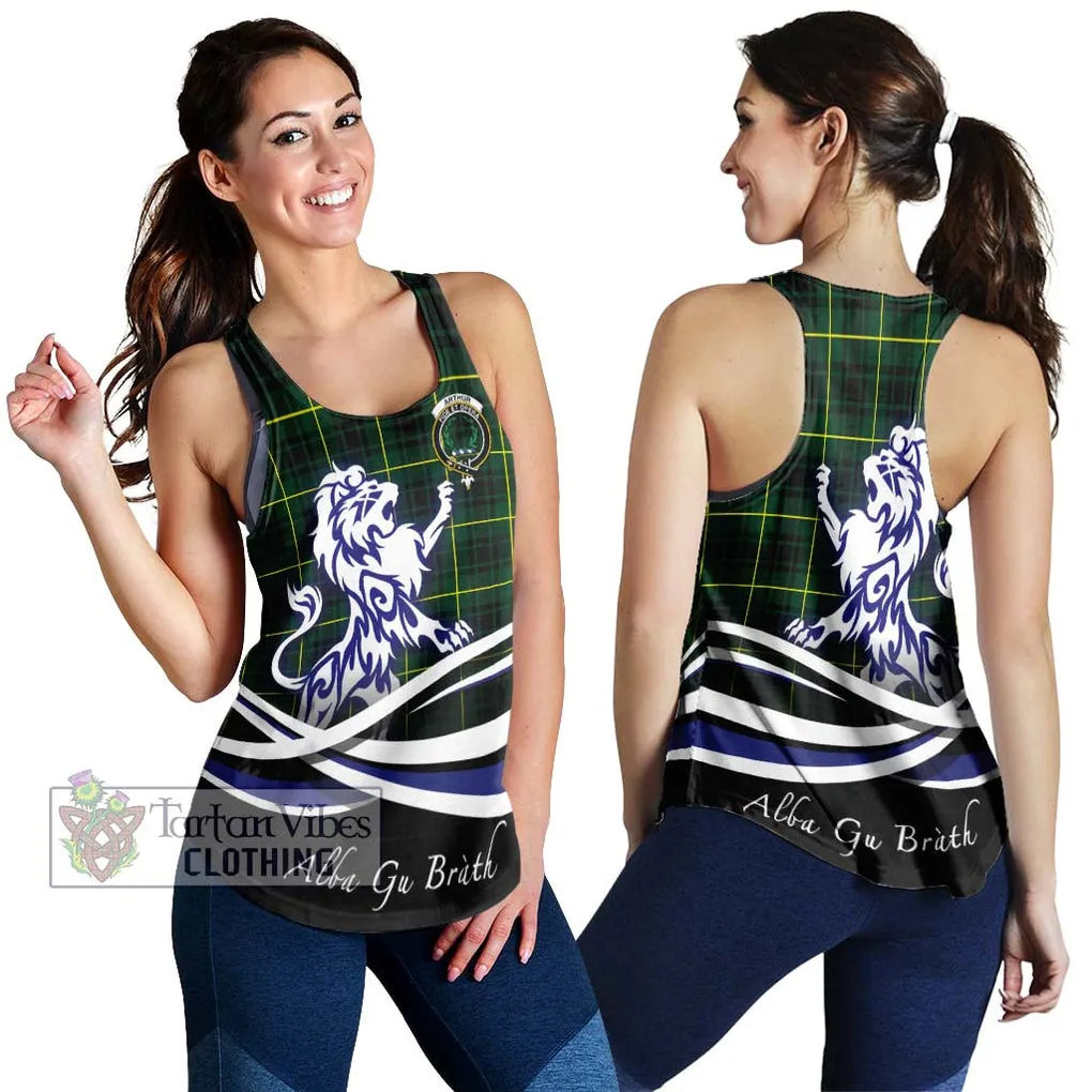 Arthur Modern Tartan Women's Racerback Tanks with Alba Gu Brath Regal Lion Emblem