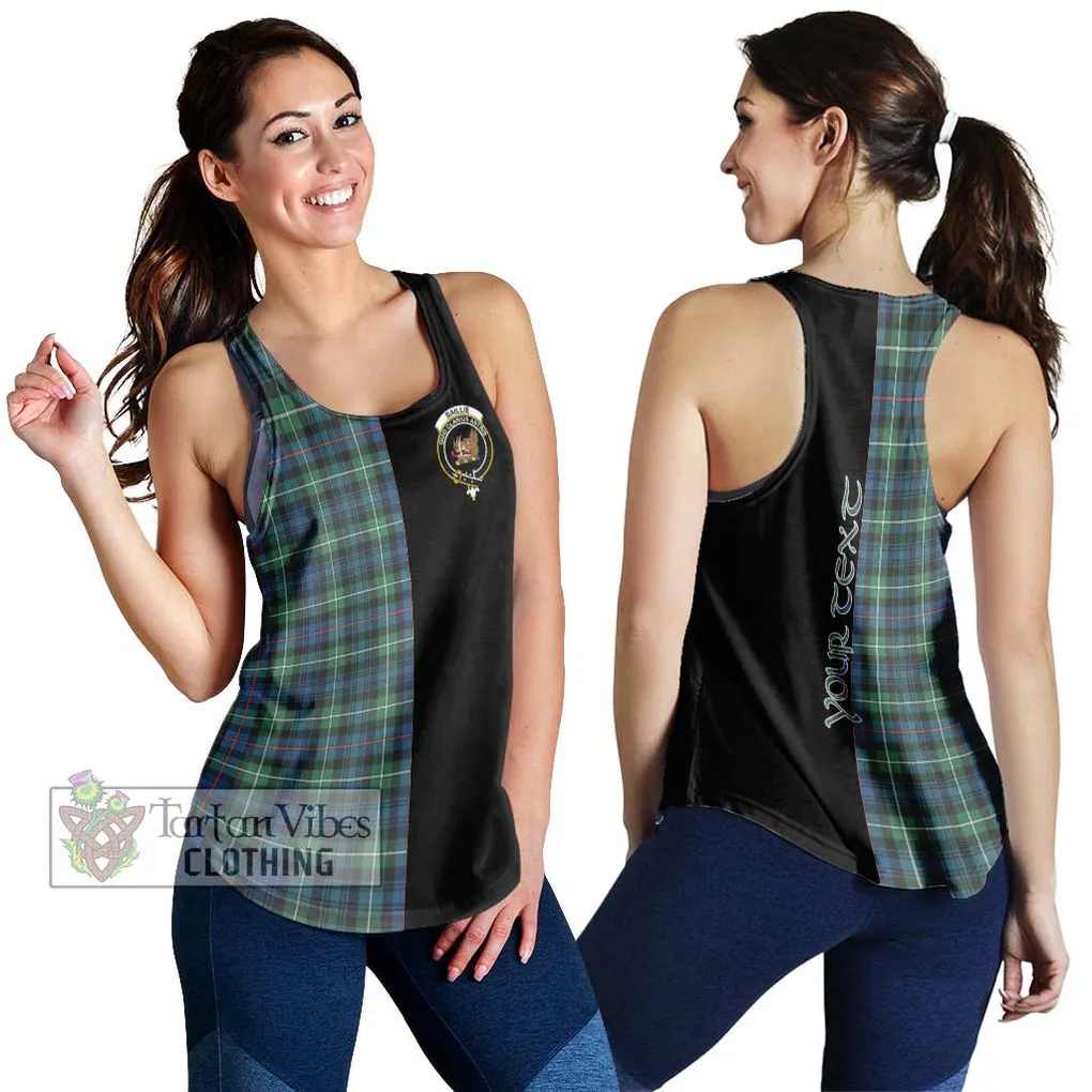 Baillie Ancient Tartan Women's Racerback Tanks with Family Crest and Half Of Me Style