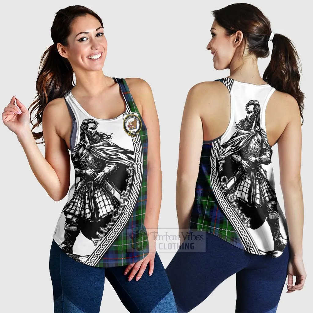 Baillie (Bailey) Tartan Clan Crest Women's Racerback Tanks with Highlander Warrior Celtic Style