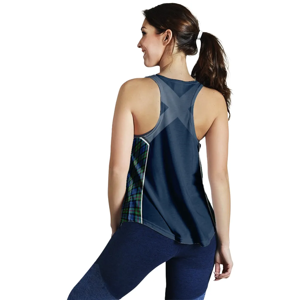 Baird Ancient Tartan Women's Racerback Tanks with Family Crest and Scottish Thistle Vibes Sport Style