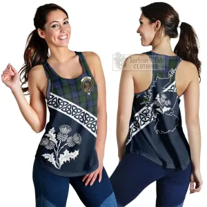 Baird Tartan Women's Racerback Tanks Featuring Thistle and Scotland Map