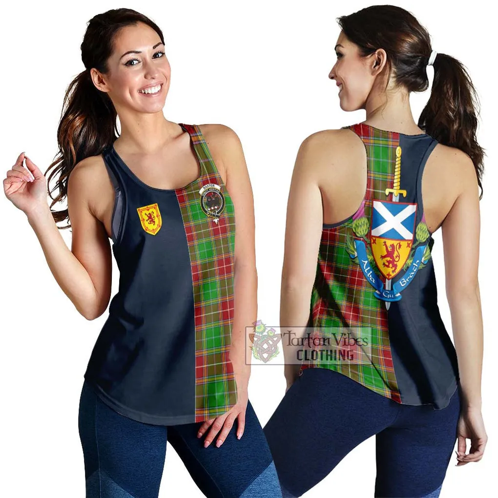 Baxter Modern Tartan Women's Racerback Tanks Alba with Scottish Lion Royal Arm Half Style