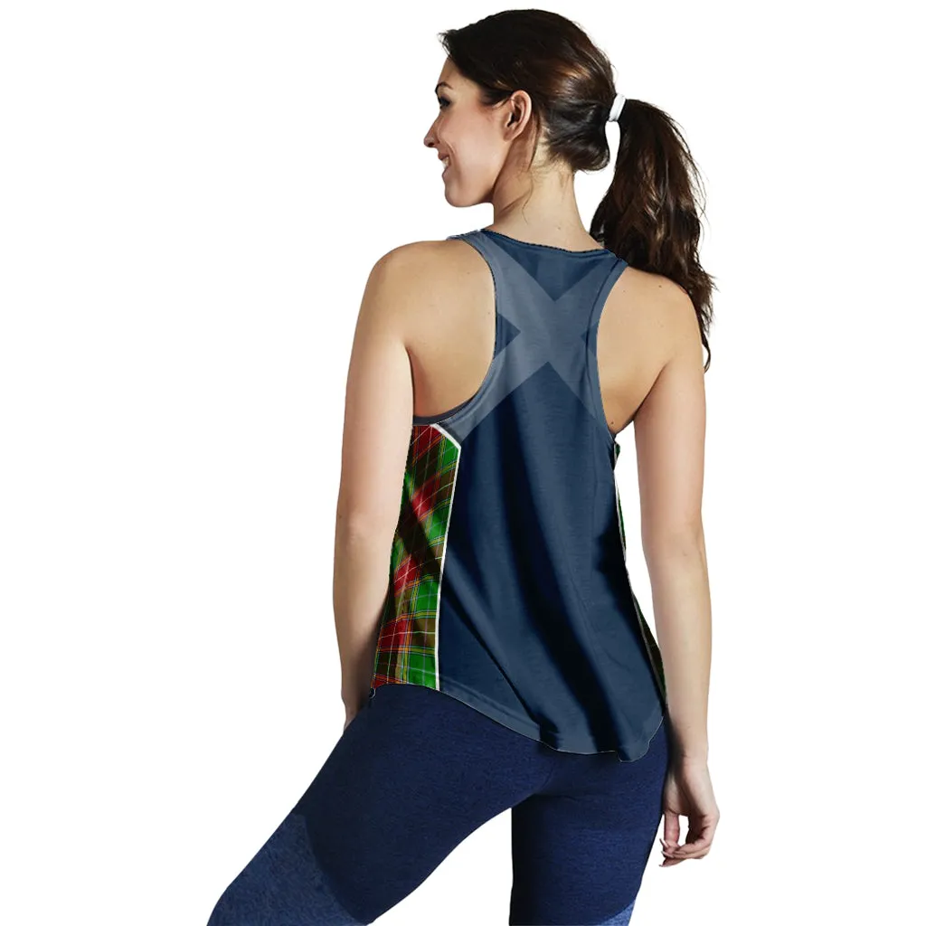 Baxter Modern Tartan Women's Racerback Tanks with Family Crest and Scottish Thistle Vibes Sport Style