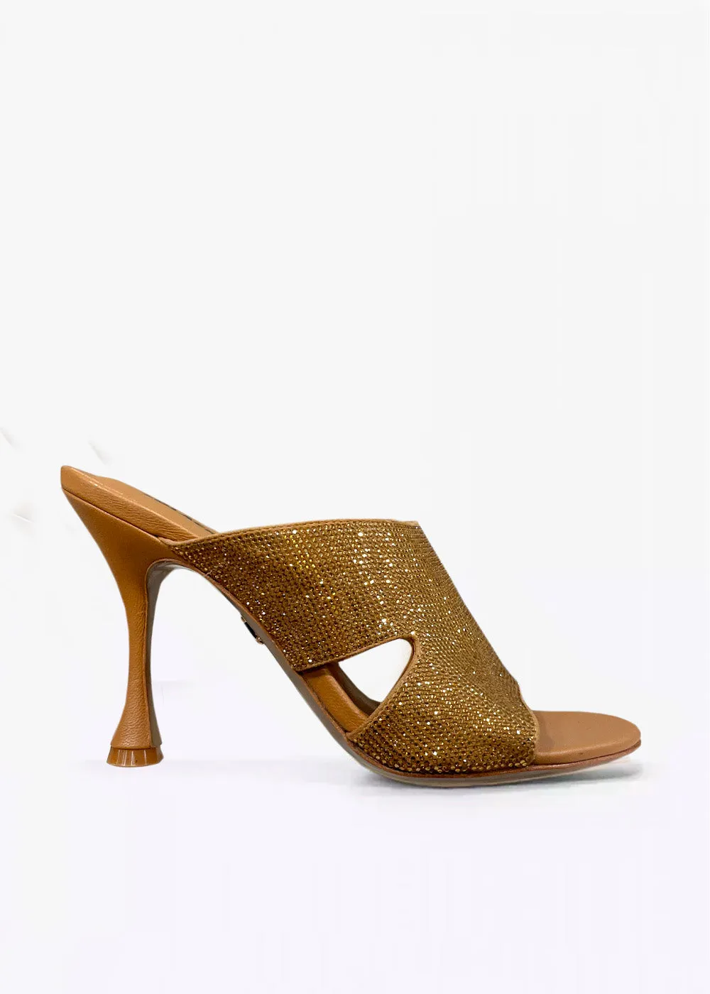 Beaded Cutout Heel - Camel