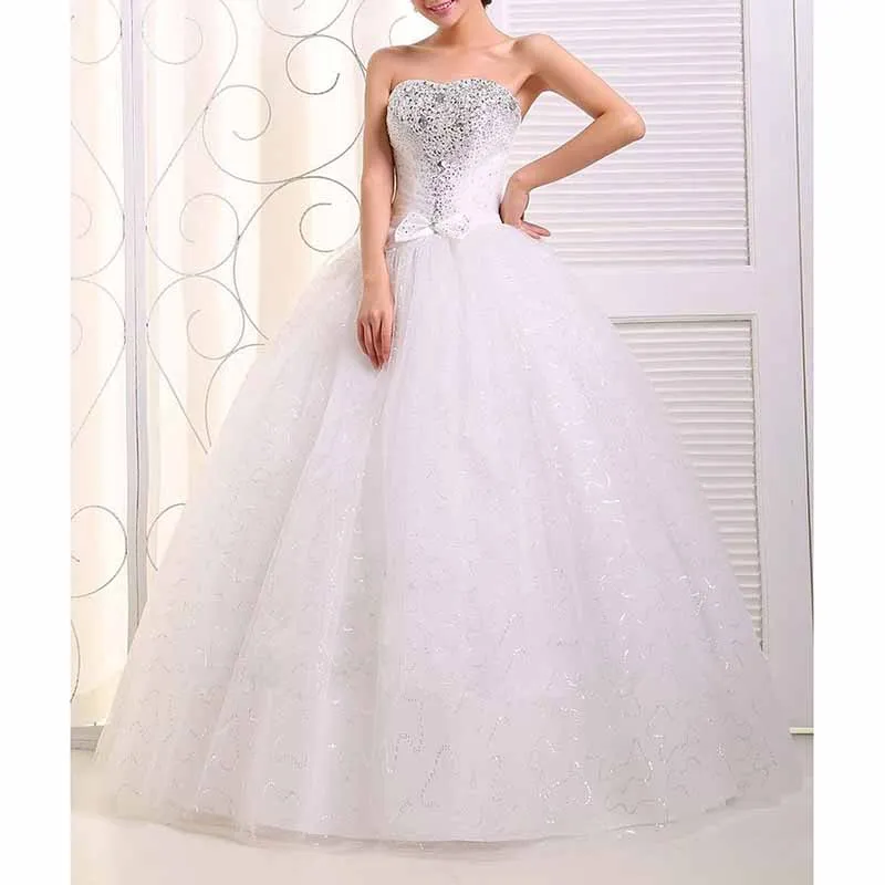 beaded Sweetheart wedding dresses for bride Strapless Sparkly Ball Gowns