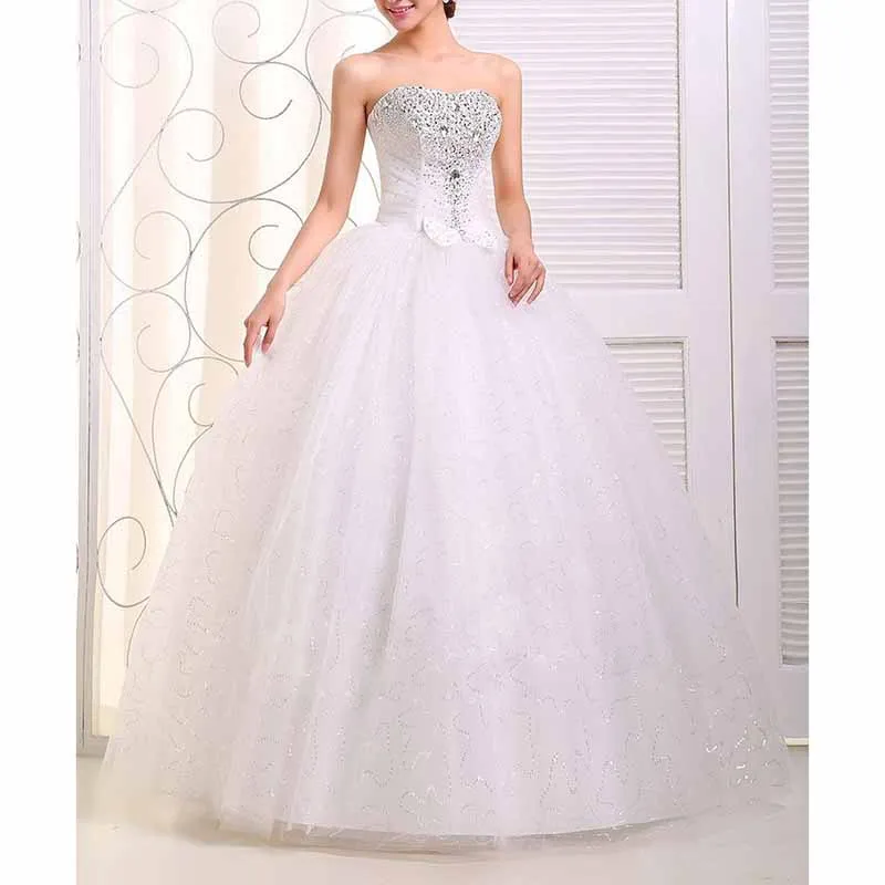 beaded Sweetheart wedding dresses for bride Strapless Sparkly Ball Gowns