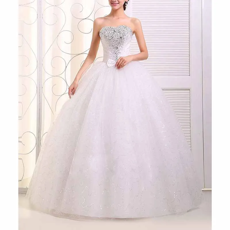 beaded Sweetheart wedding dresses for bride Strapless Sparkly Ball Gowns