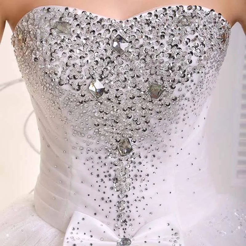 beaded Sweetheart wedding dresses for bride Strapless Sparkly Ball Gowns