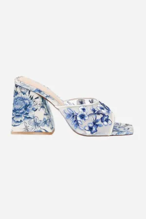 Betsy Johnson Roo Heels in Blue Floral