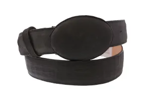 Black #120B Alligator Belly Print Leather Belt - Removable Buckle