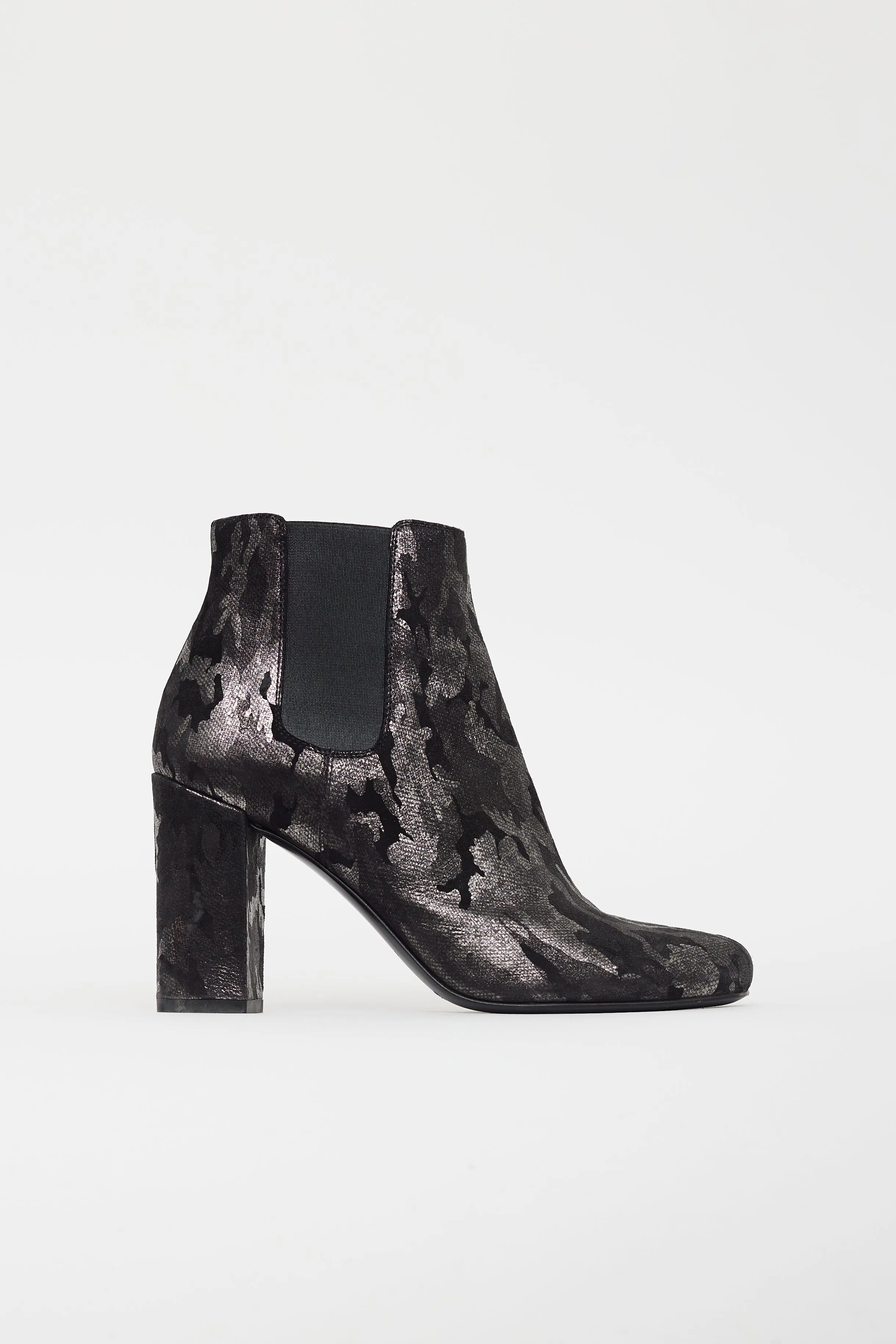 Black & Silver Camo Chelsea Boot