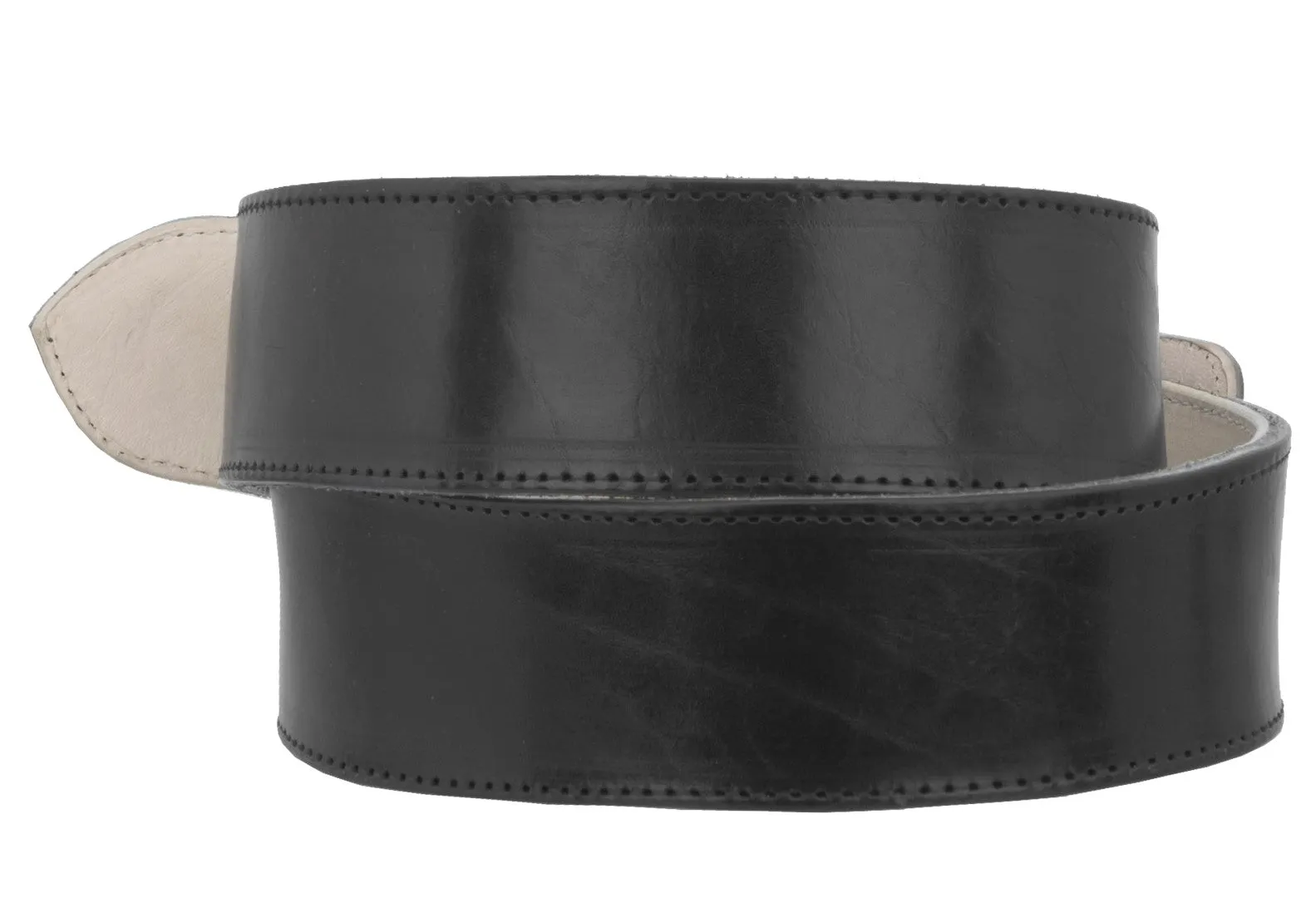 Black Western Cowboy Belt Classic Solid Leather - Rodeo Buckle