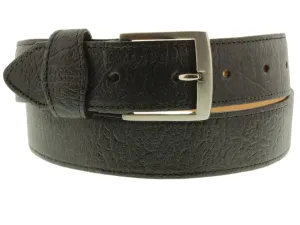 Black Western Cowboy Belt Shark Print Leather - Silver Buckle