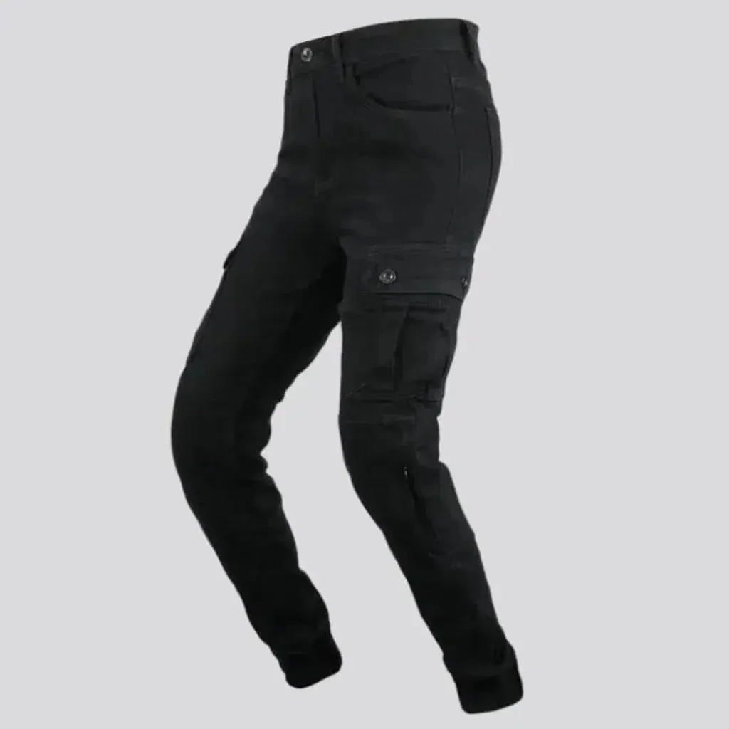 Black women's biker jeans