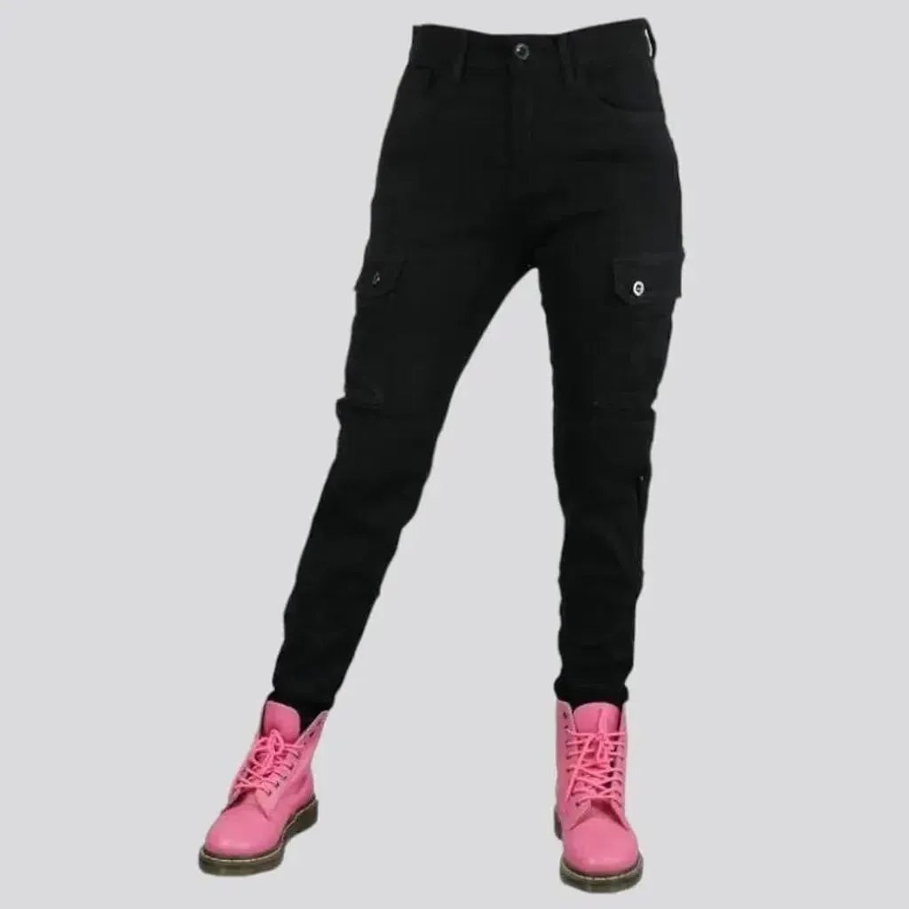 Black women's biker jeans