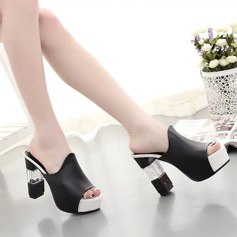 Block high heel platform sandals