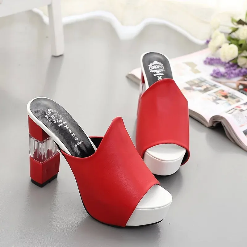 Block high heel platform sandals