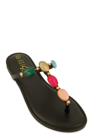 Boho Gemstone Thong Slide Sandals