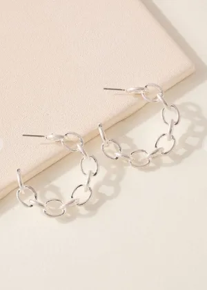 Bronte Chain Hoops - Silver