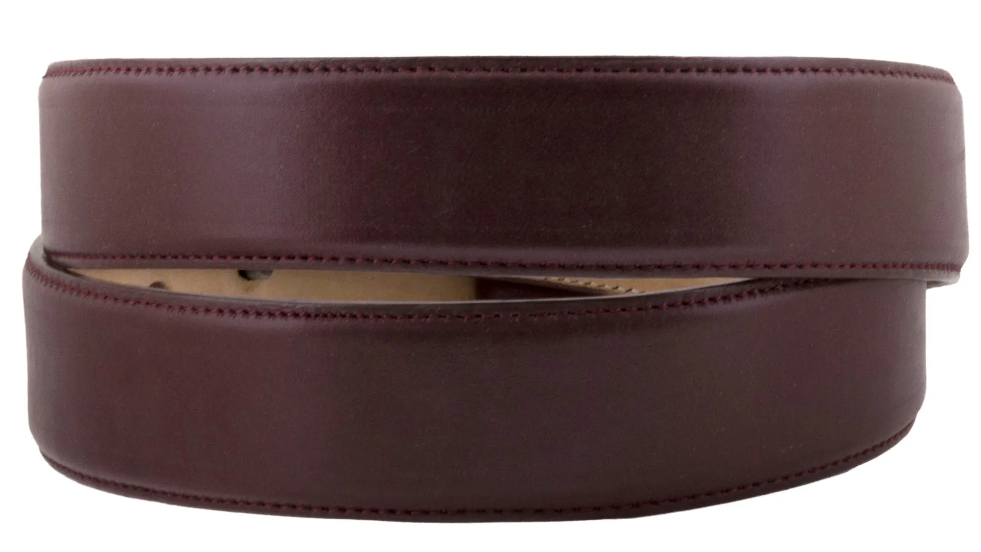 Burgundy Western Cowboy Leather Belt Classic Dress - Rodeo Buckle