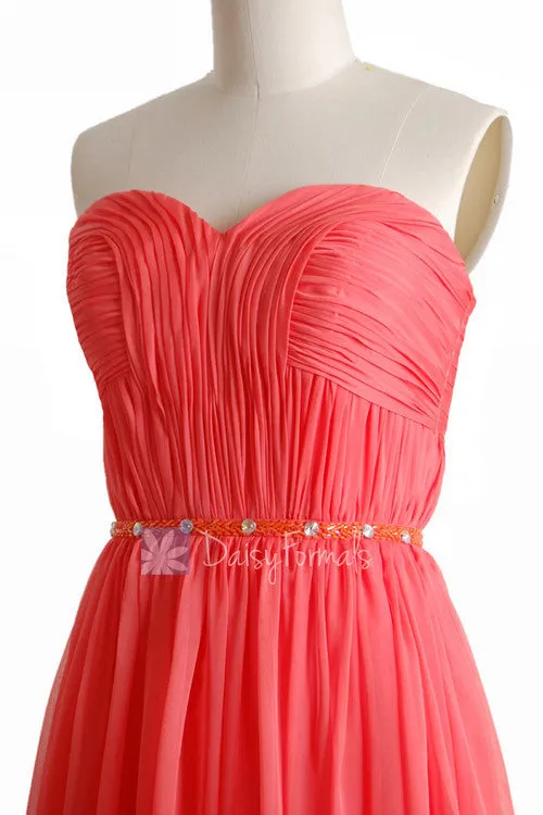 Charming Long Sweetheart Beaded Chiffon Bridesmaid Dress Evening Formal Dress(BM1037)