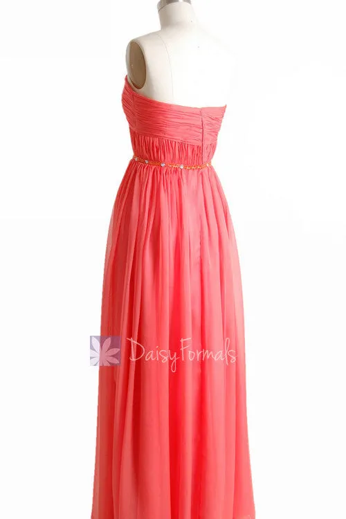 Charming Long Sweetheart Beaded Chiffon Bridesmaid Dress Evening Formal Dress(BM1037)