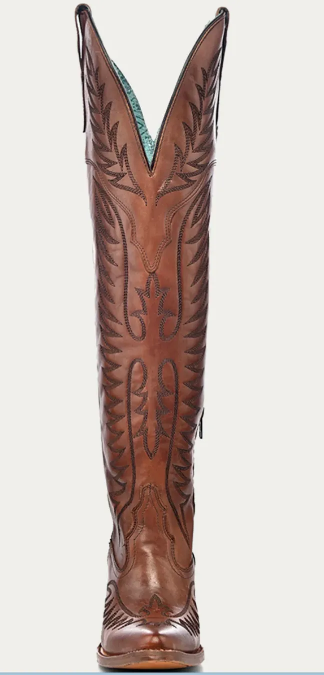 CORRAL LADIES COGNAC TALL SNIP TOE BOOTS STYLE E1507