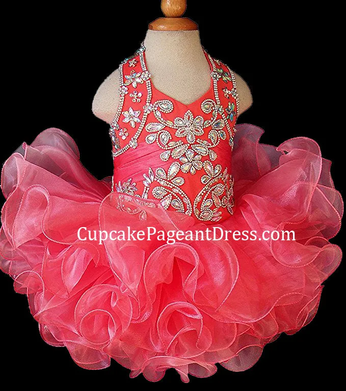 Custom Made Beaded Bodice Little Girls/Baby Girl Glitz Pageant Dress