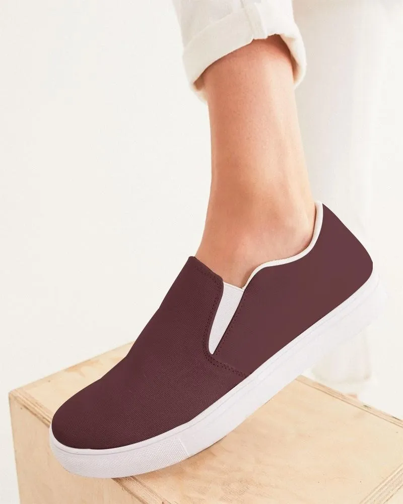 Dark Pink Brown Slip-On Canvas Sneakers | Women's | Dark Pastel Pink Brown | C0M60Y30K80