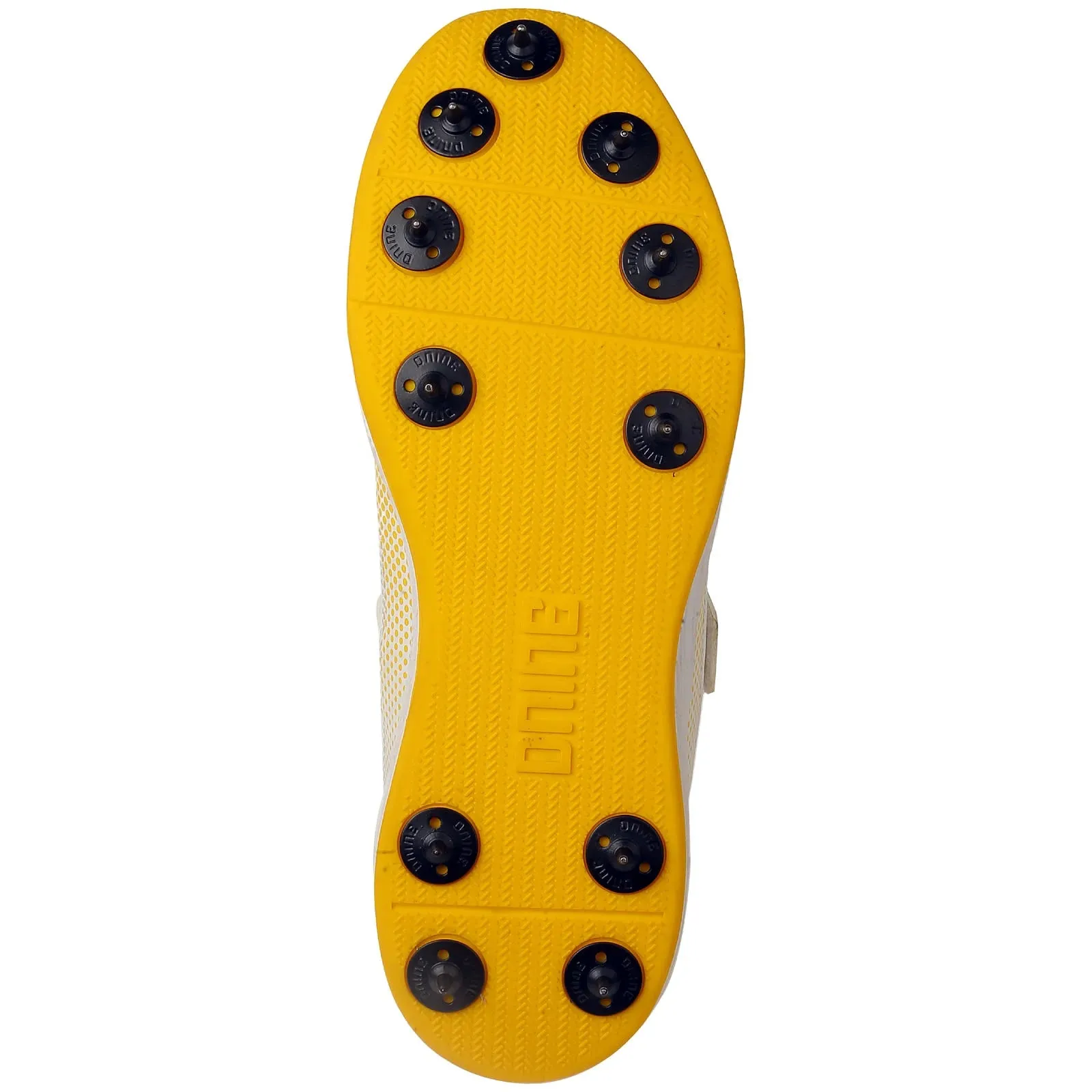 DNINE Polyurethane (PU) Prince-1 Yellow/Black/White Cricket Metal Spike Shoes