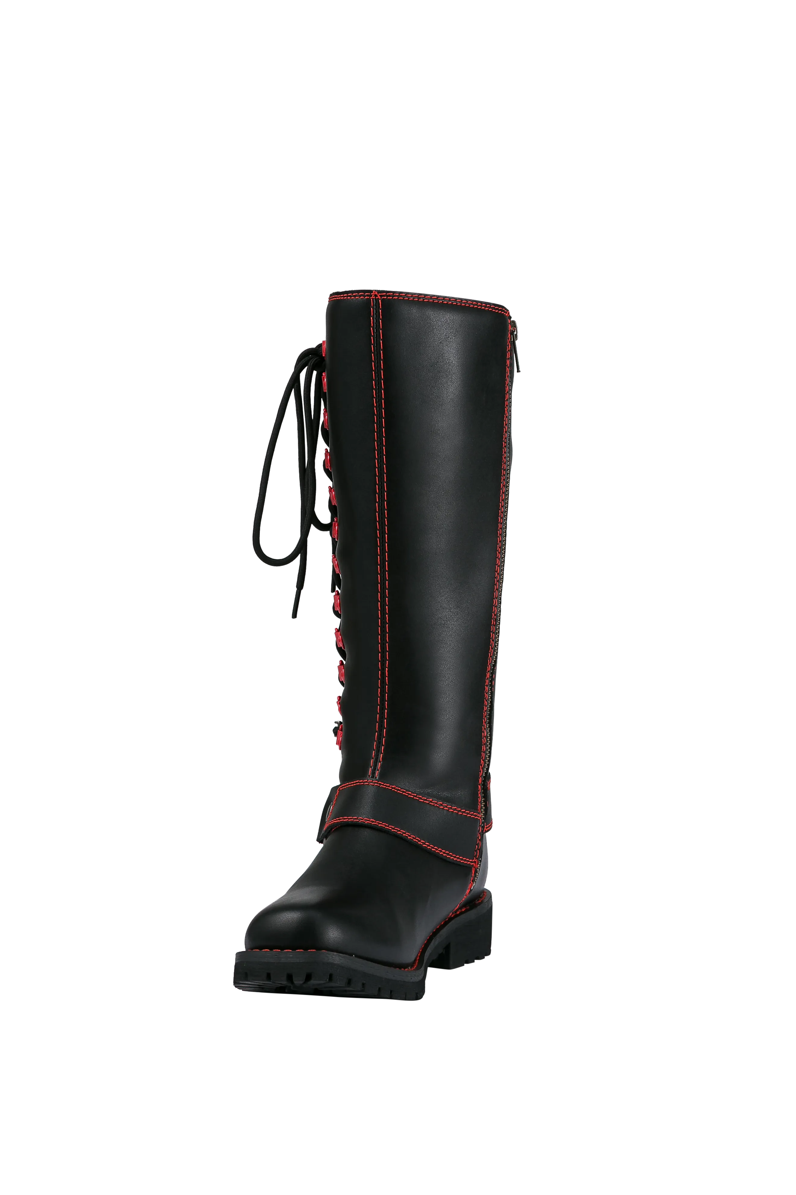 Dream Apparel® Women Biker Long Boots with Red Laces