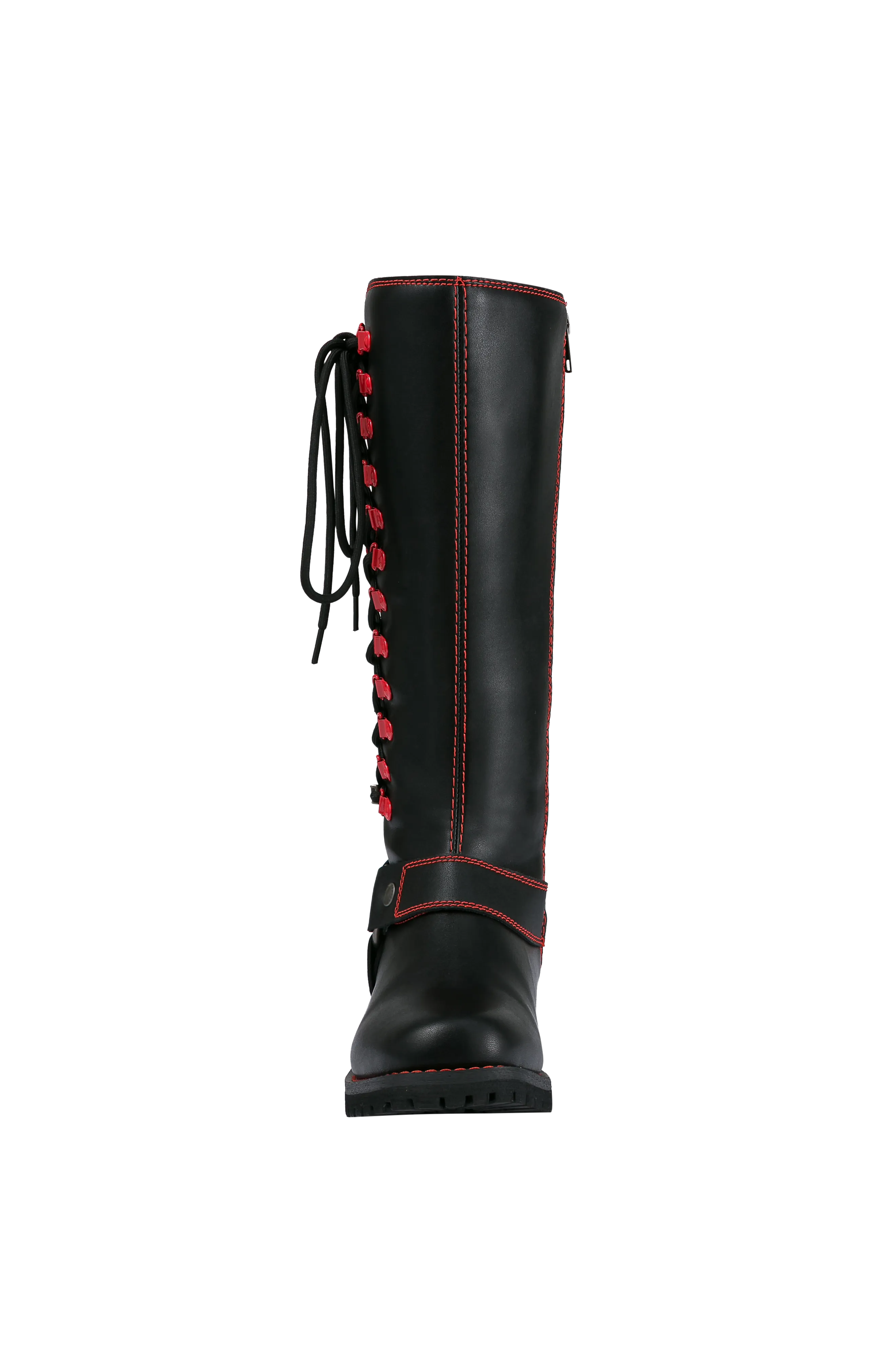 Dream Apparel® Women Biker Long Boots with Red Laces