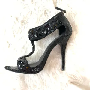 Elizabeth and James Black Beaded Stiletto Heel- Size 6