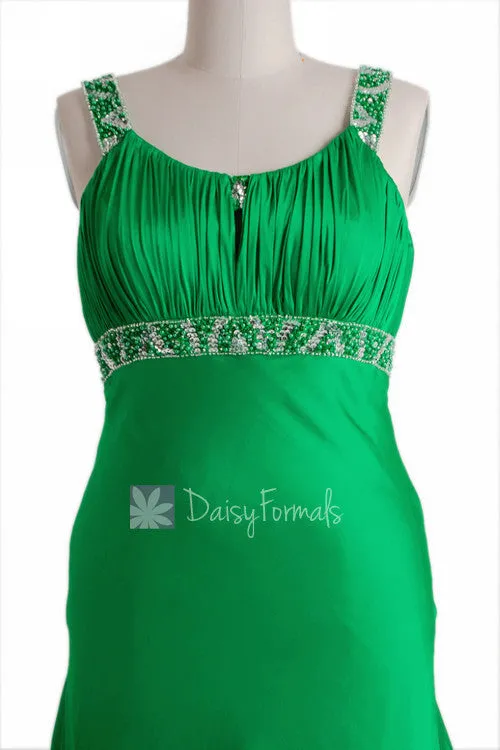 Fabulous Beaded Charmeuse Formal Dress Green Evening Dress W/Scoop Neckline(PR6540)