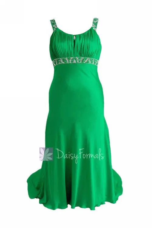 Fabulous Beaded Charmeuse Formal Dress Green Evening Dress W/Scoop Neckline(PR6540)