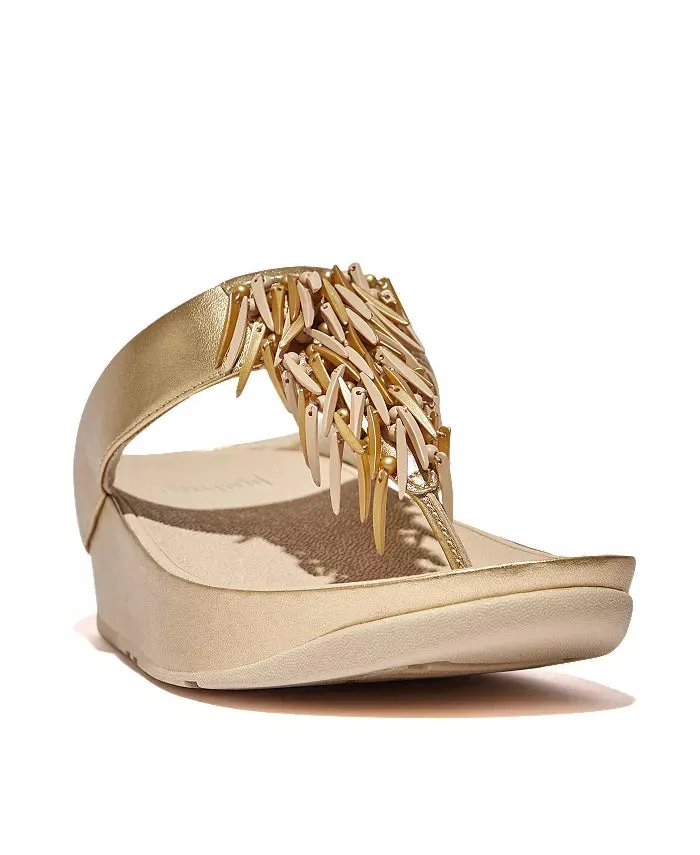 FitFlop Rumba Beaded Sandals - Platino