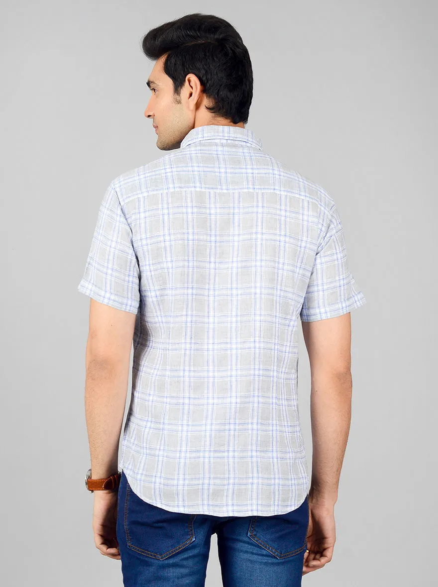 Flint Grey Checked Slim Fit Casual Shirt | Greenfibre