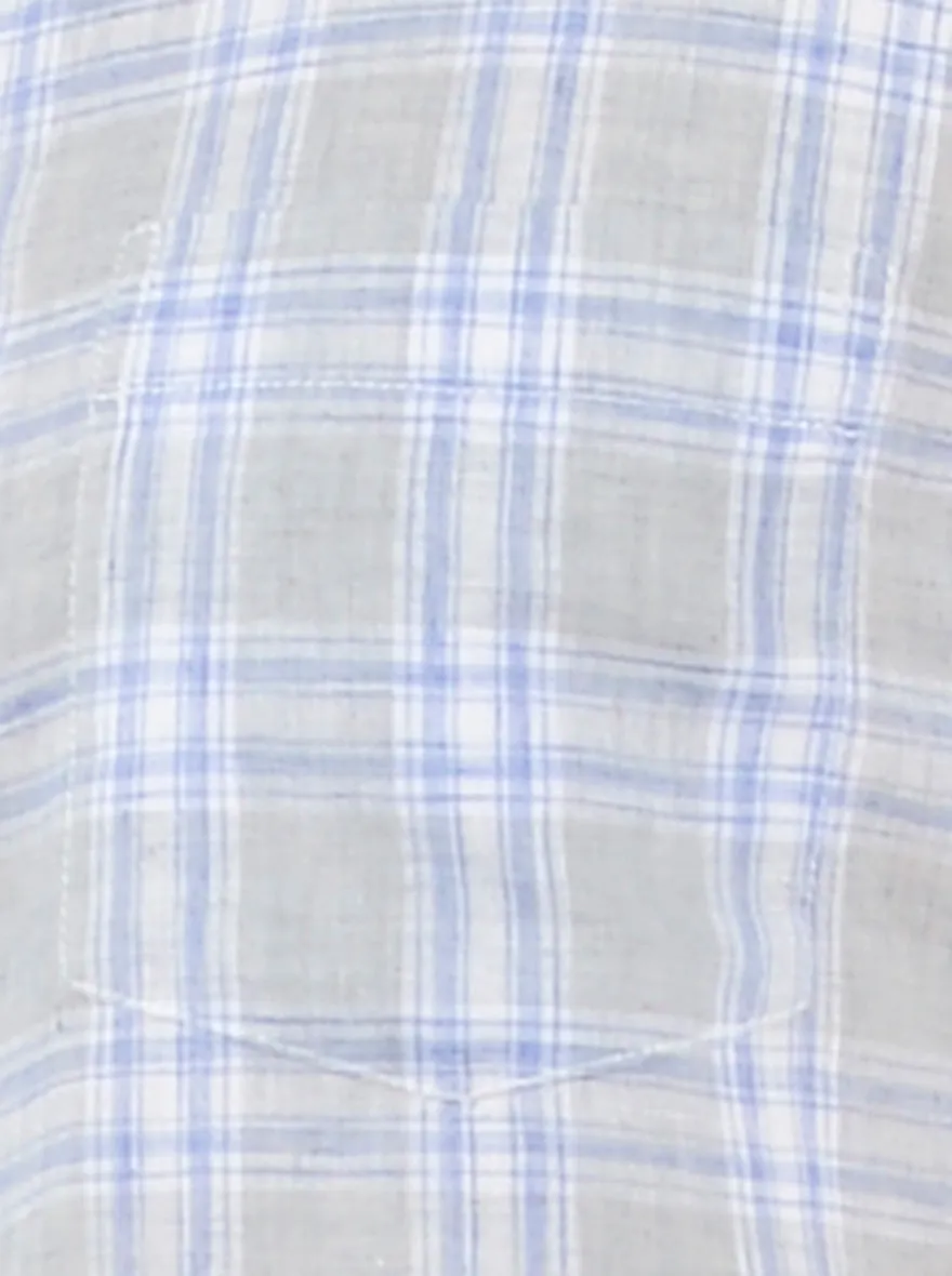 Flint Grey Checked Slim Fit Casual Shirt | Greenfibre