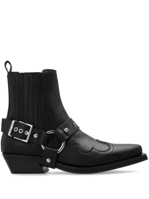 GANNI Western Leather Chelsea Boots for Women - Ankle Length