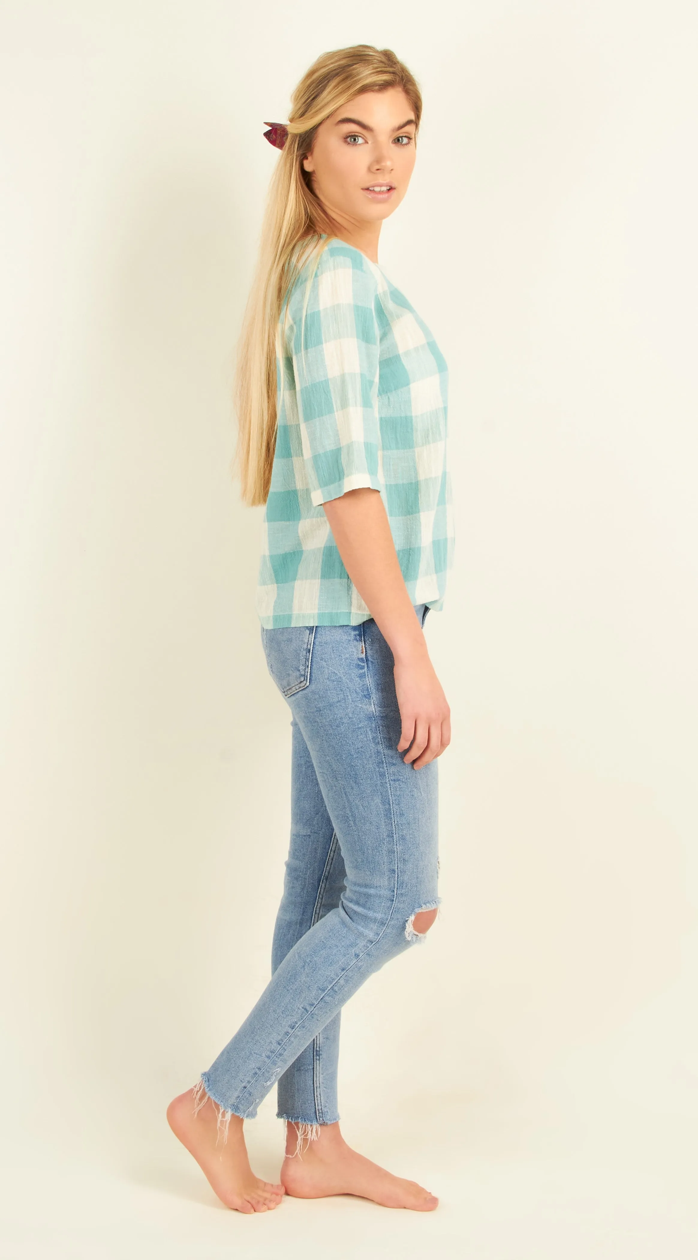 Gingham Short Sleeve Top